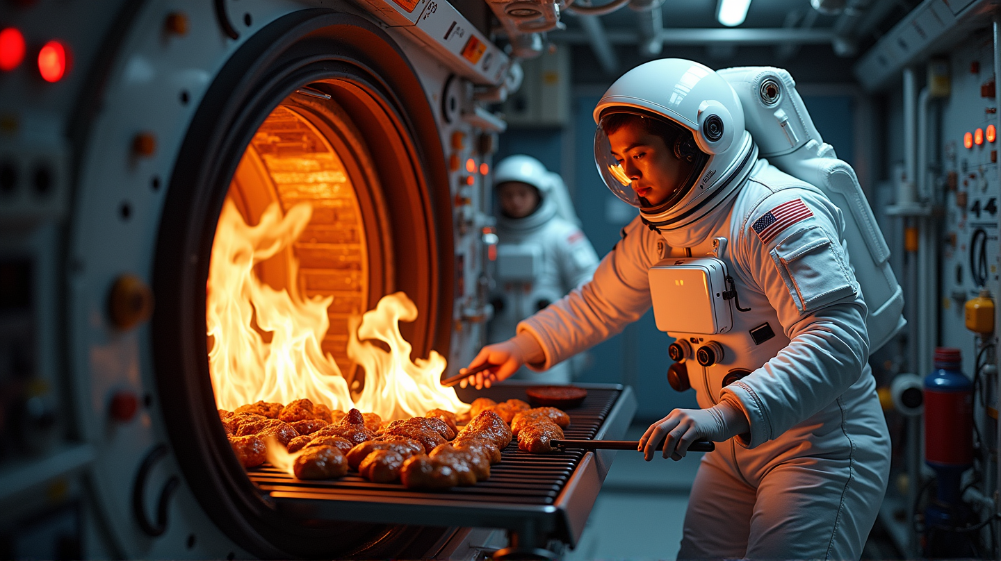 Chinesische Astronauten servieren das epischste BBQ der Galaxie im Weltall!