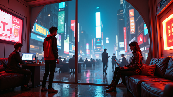 Tauche ein in das gemütliche Cyberpunk-Universum der m00m Welt - jetzt kostenlos auf Mobilgeräten!